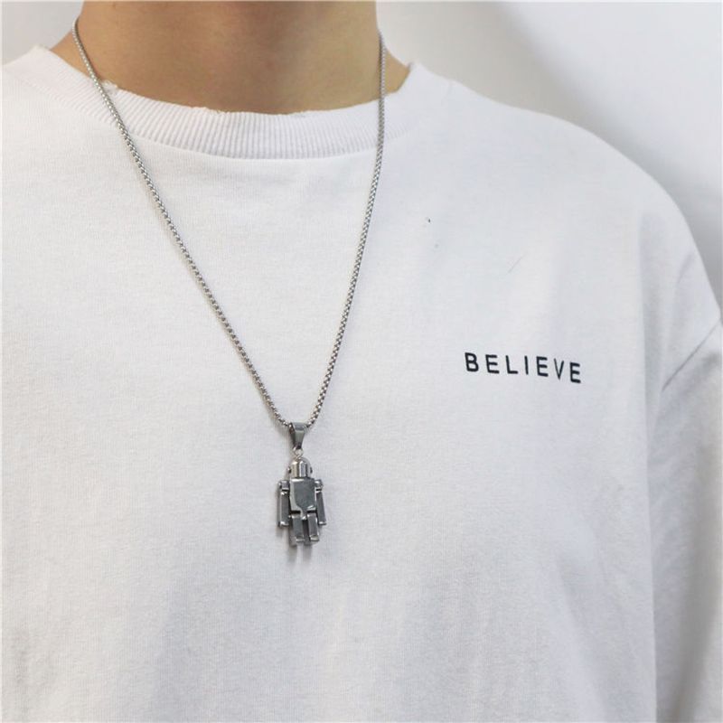 Hip Hop Robot Necklace For Men Women Streetwear Punk Robot