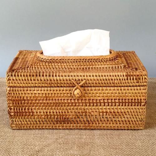 Paper Rack Rattan Tissue Box Elegant Home Decoration Handmade Desktop Tissue Container Napkin Storage Case