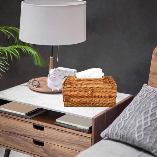 Paper Rack Rattan Tissue Box Elegant Home Decoration Handmade Desktop Tissue Container Napkin Storage Case