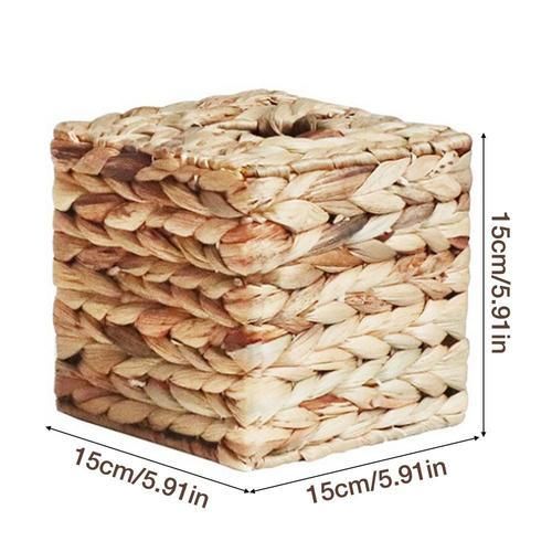 Square Tissue Box Holder Woven Tissue Box Facial Case Holder Office Home Hotel Car Table Decor Accessories
