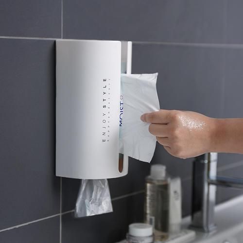 Tissue Box Dispenser Paper Holder Punch Free Self Adhesive Napkins Wall Mounted Car ABS Bathroom Storage Rack Home Decoration