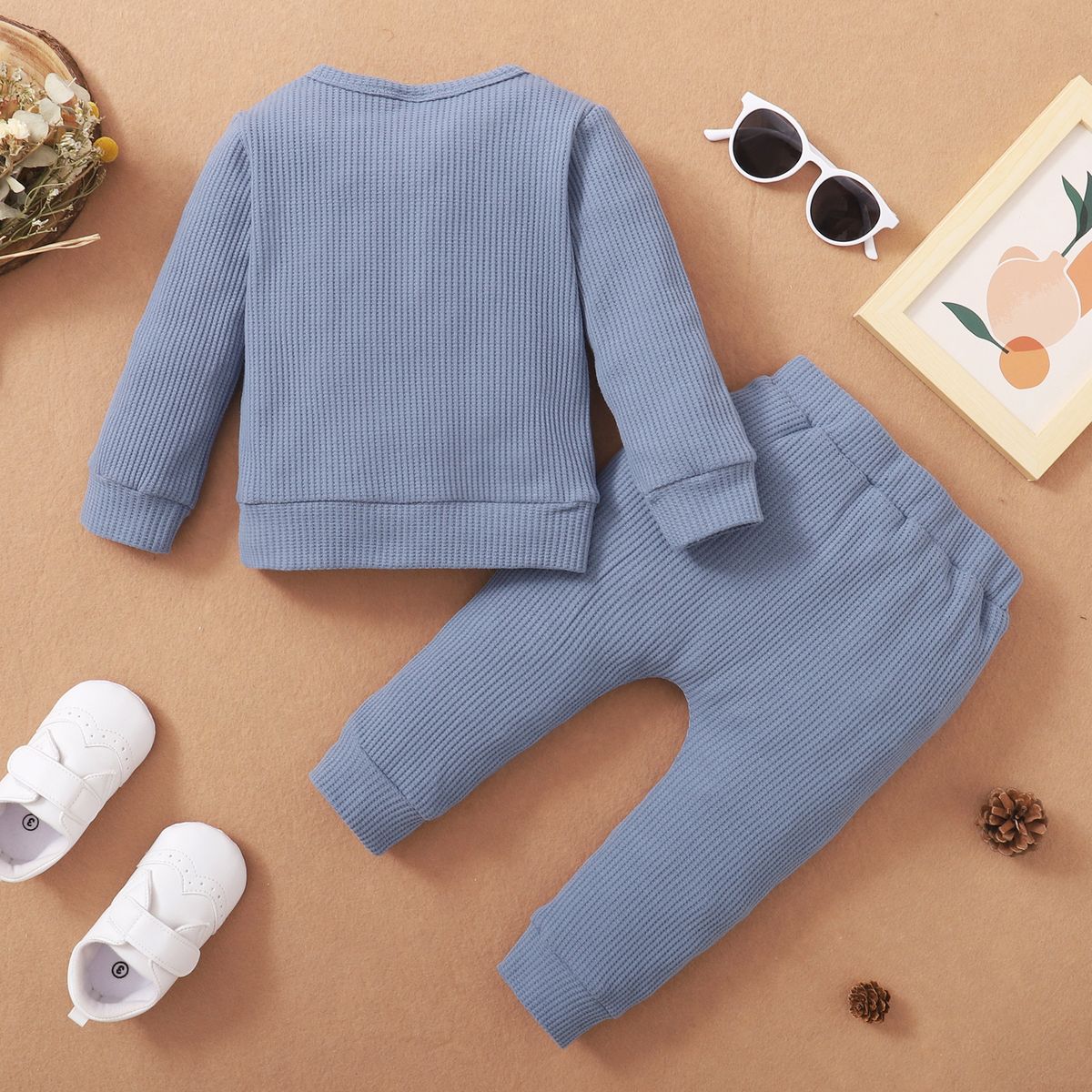 Baby Boys Basic Style Long Sleeves Clothes Set -Blue
