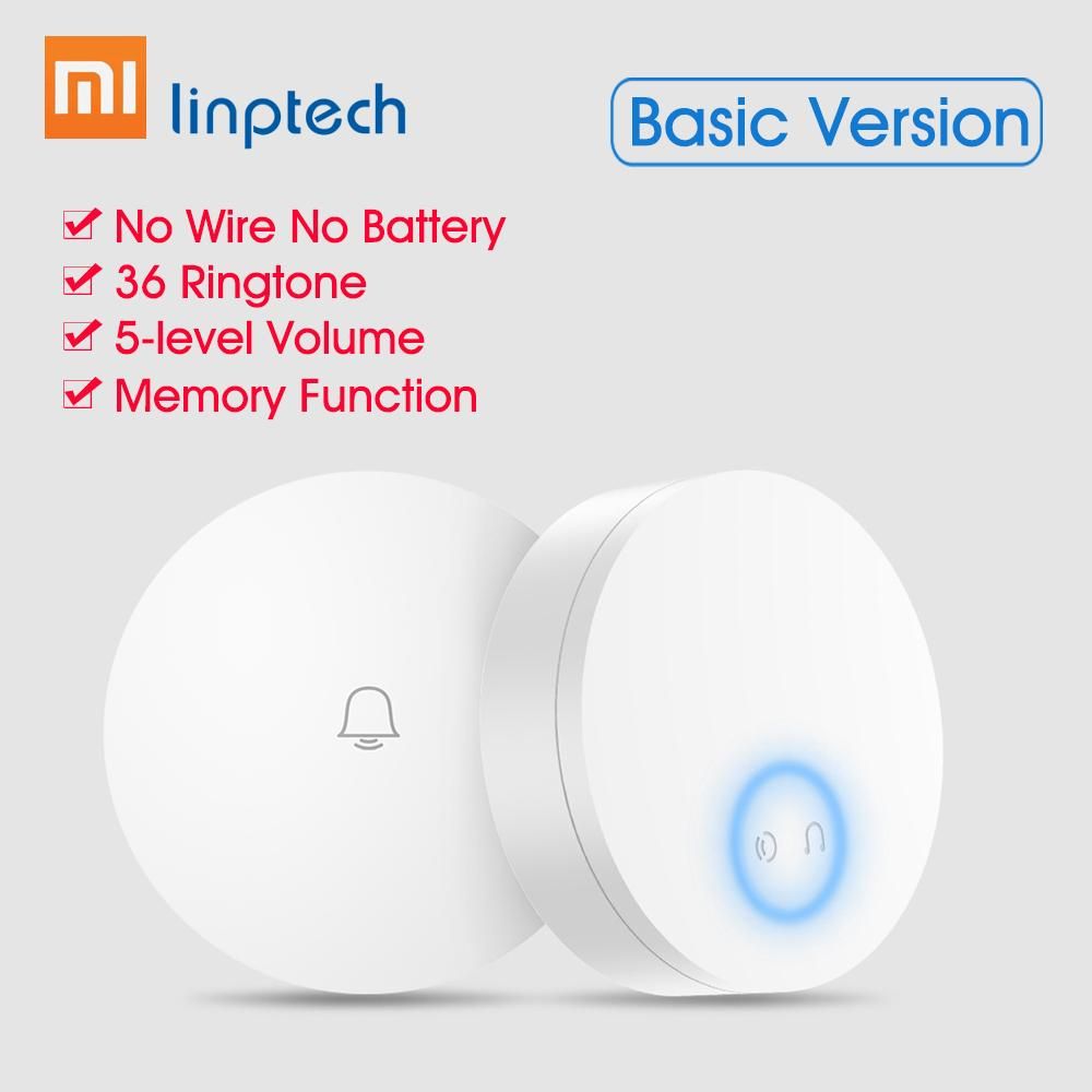 Linptech Self Powered Wireless Doorbell Self-generating Electricity Ringtone No Battery No Wire Basic Version