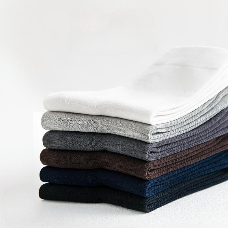 98% pure cotton men socks 5 pairs high quality mid tube business long soft sock crew breathable deodorant casual spring winter