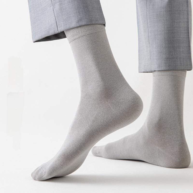 98% pure cotton men socks 5 pairs high quality mid tube business long soft sock crew breathable deodorant casual spring winter