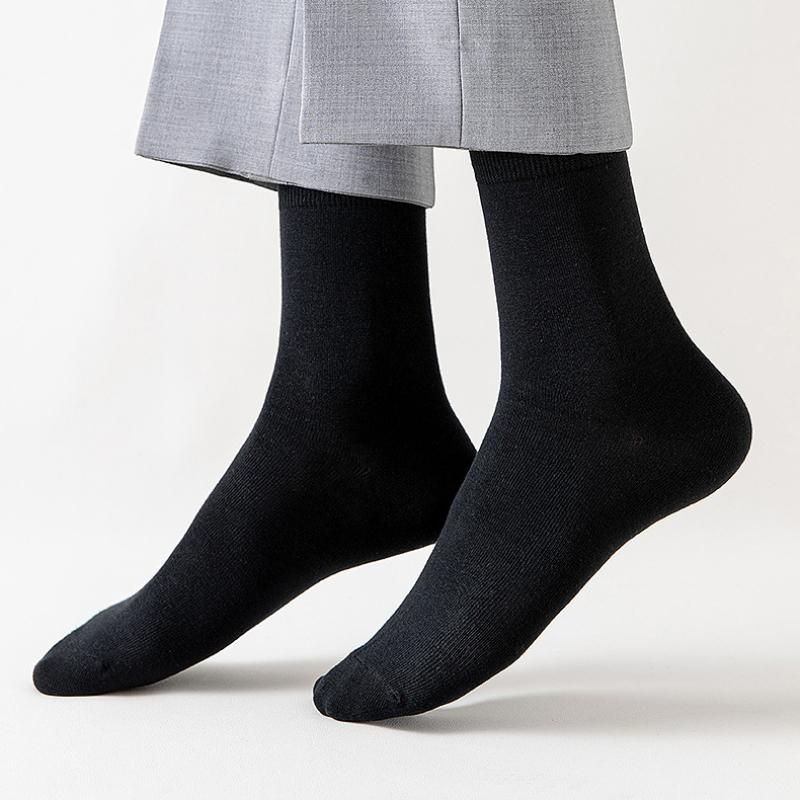 98% pure cotton men socks 5 pairs high quality mid tube business long soft sock crew breathable deodorant casual spring winter