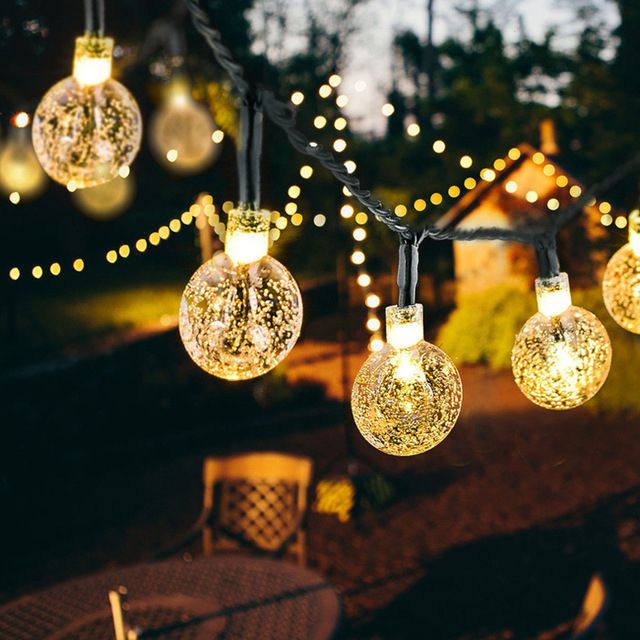 5M 10M Solar Lamp Crystal Ball LED String Lights Flash