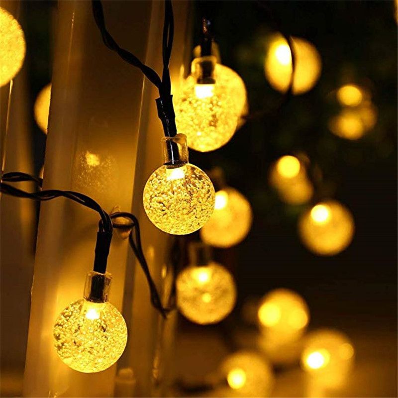 5M 10M Solar Lamp Crystal Ball LED String Lights Flash