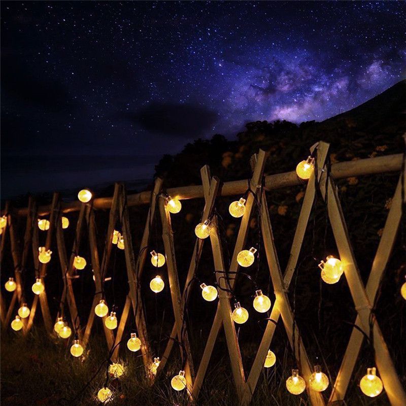 5M 10M Solar Lamp Crystal Ball LED String Lights Flash