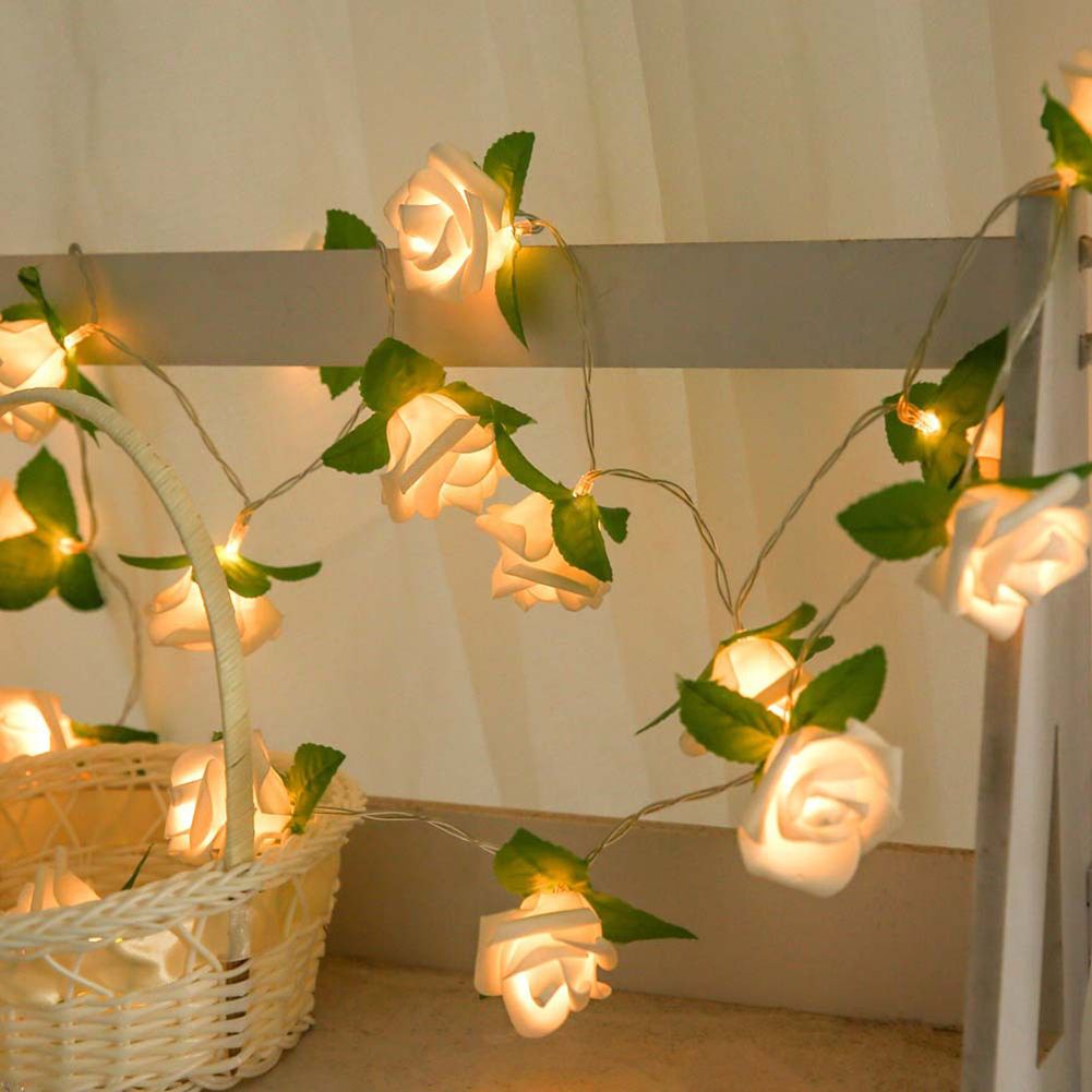 20 LED Rose Flower String Battery Powered Fairy Lights