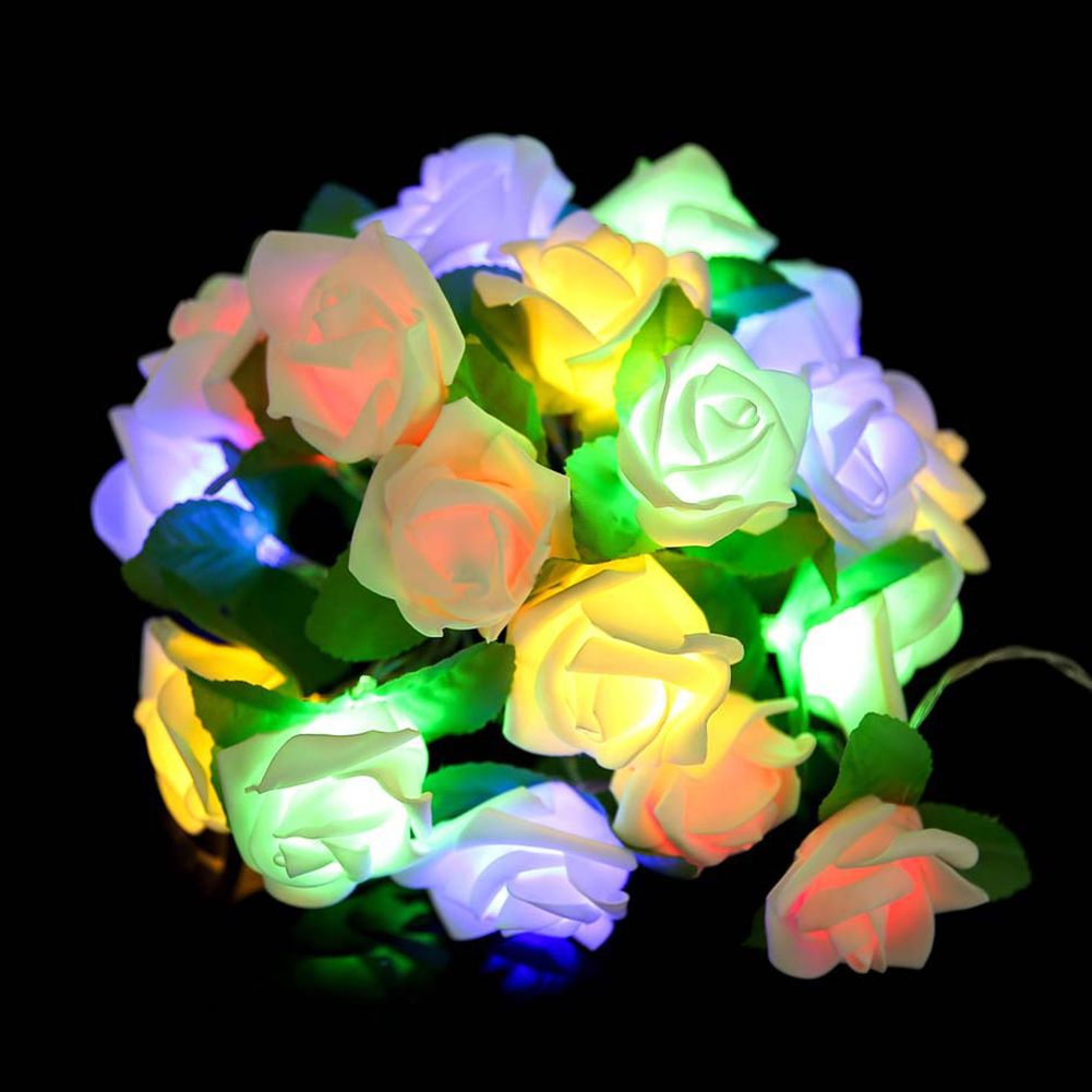 20 LED Rose Flower String Battery Powered Fairy Lights
