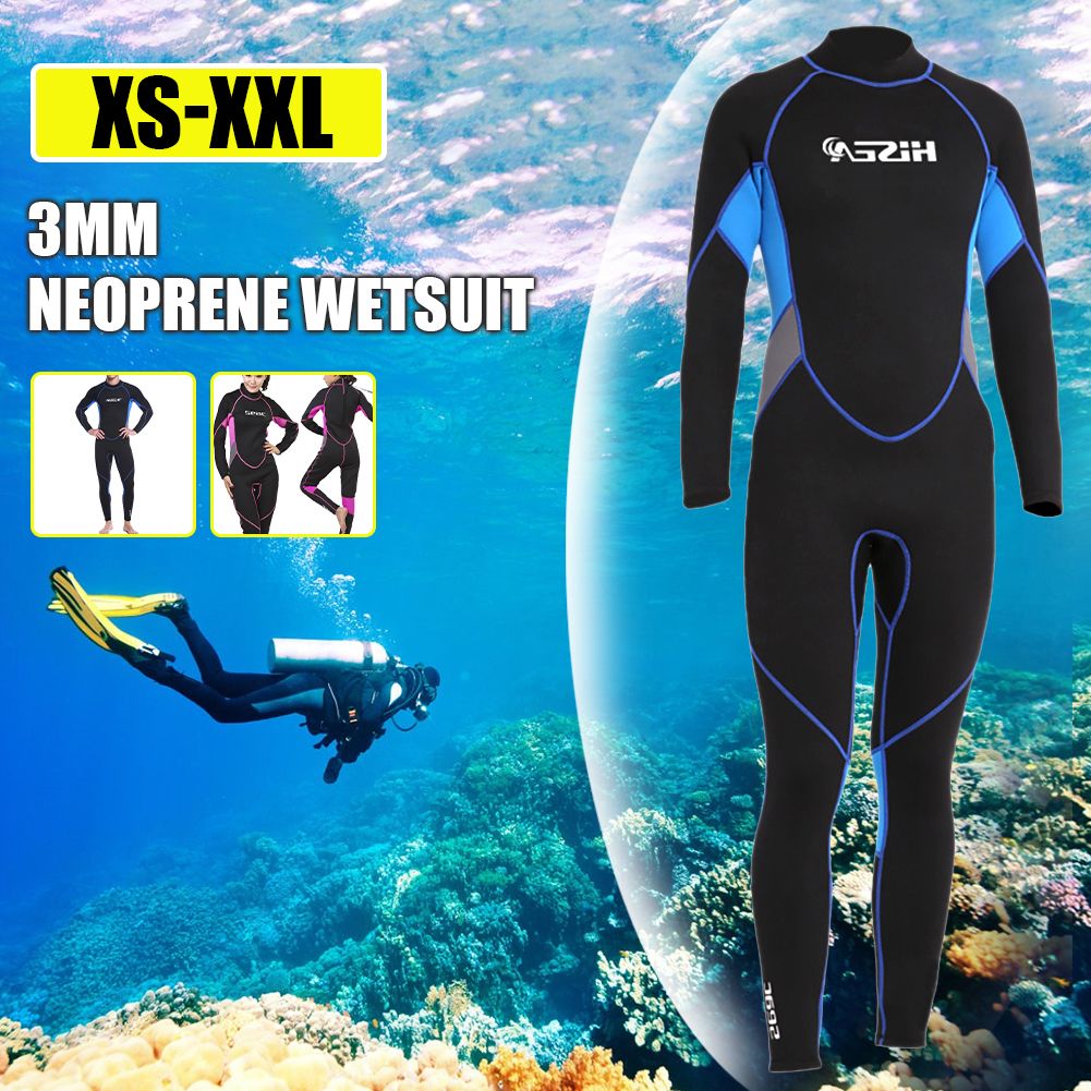 3mm Thick Neoprene Diving Suit Onepiece Couple Long-sleeved Trousers Warm Surfing Zipper Swimming