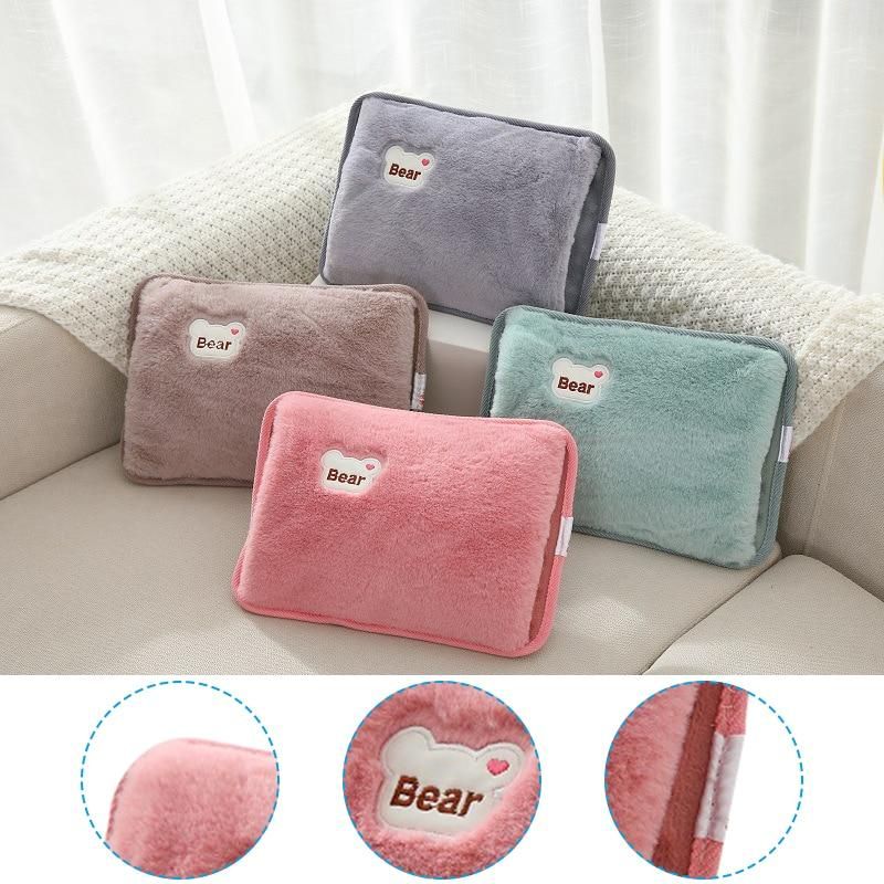 Hand Warmer Heat Pack Cute Rechargeable Electric Hot Water Bag Safety Rabbit Fur Reusable Hot Water Bottle Handwarmer
