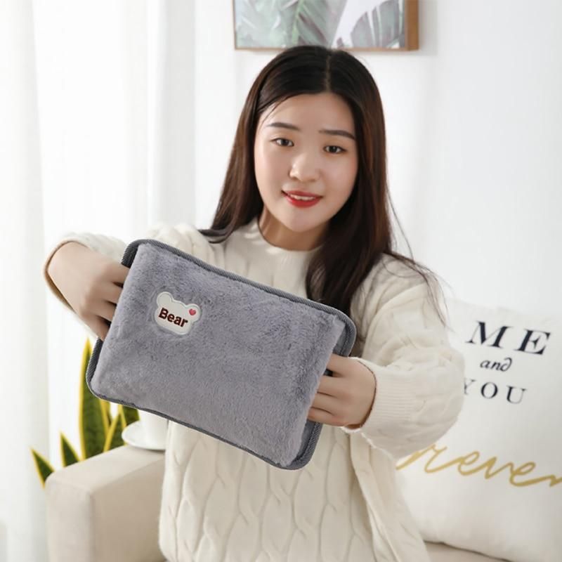 Hand Warmer Heat Pack Cute Rechargeable Electric Hot Water Bag Safety Rabbit Fur Reusable Hot Water Bottle Handwarmer