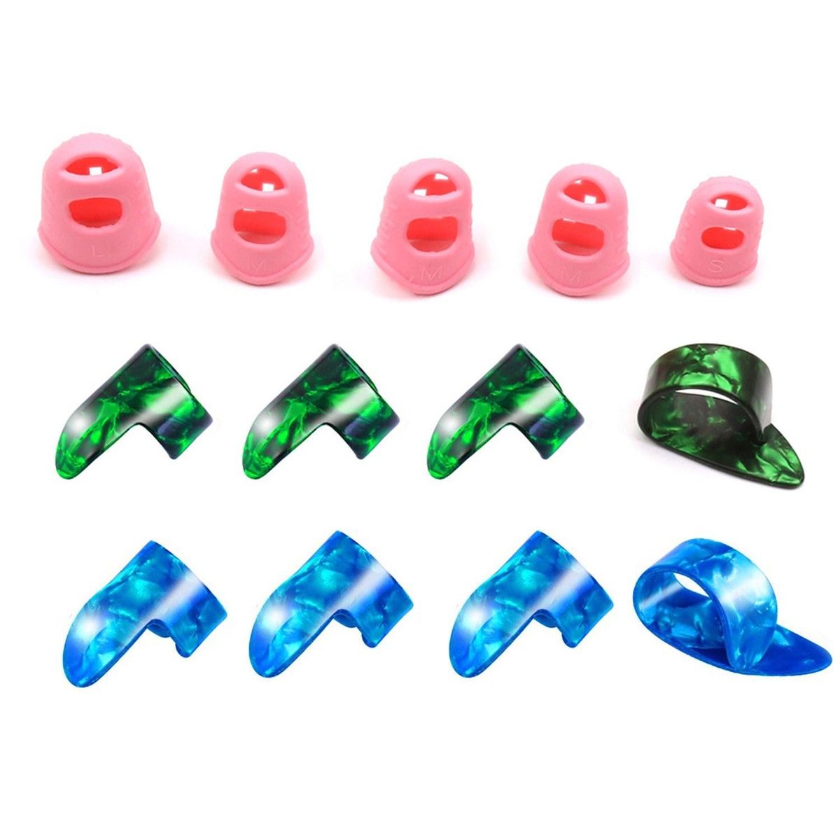 5pcs Guitar Silicone Finger Portectors 8pcs Celluloid Thumb Fingerpicks for Guitar Ukulele Banjos Accessories