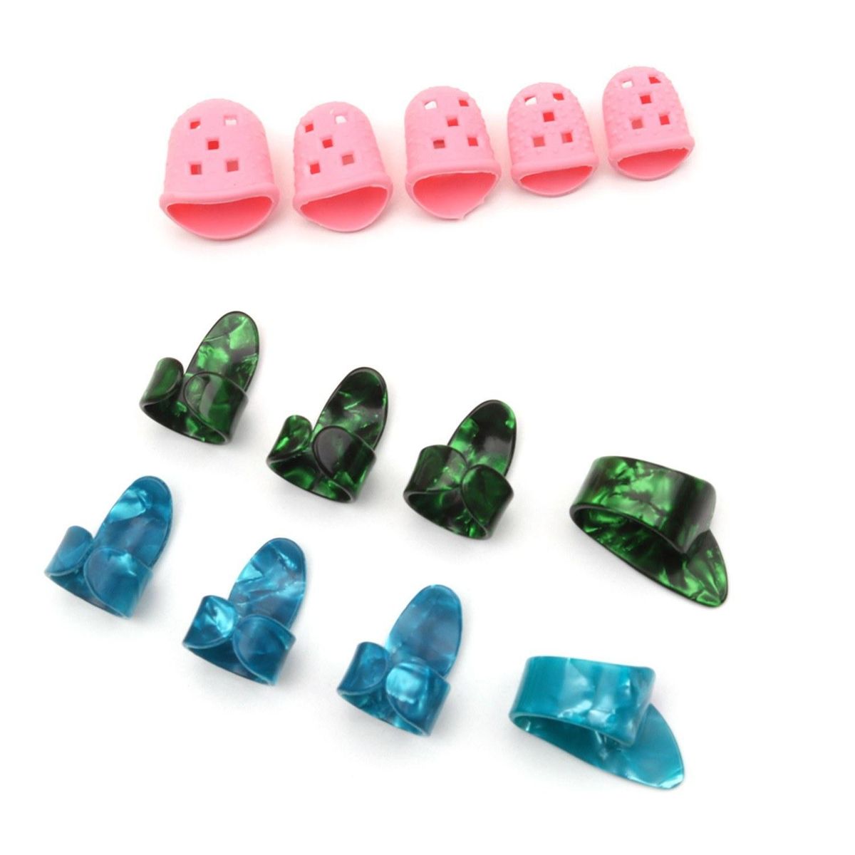 5pcs Guitar Silicone Finger Portectors 8pcs Celluloid Thumb Fingerpicks for Guitar Ukulele Banjos Accessories