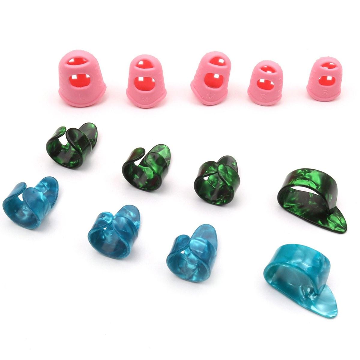 5pcs Guitar Silicone Finger Portectors 8pcs Celluloid Thumb Fingerpicks for Guitar Ukulele Banjos Accessories