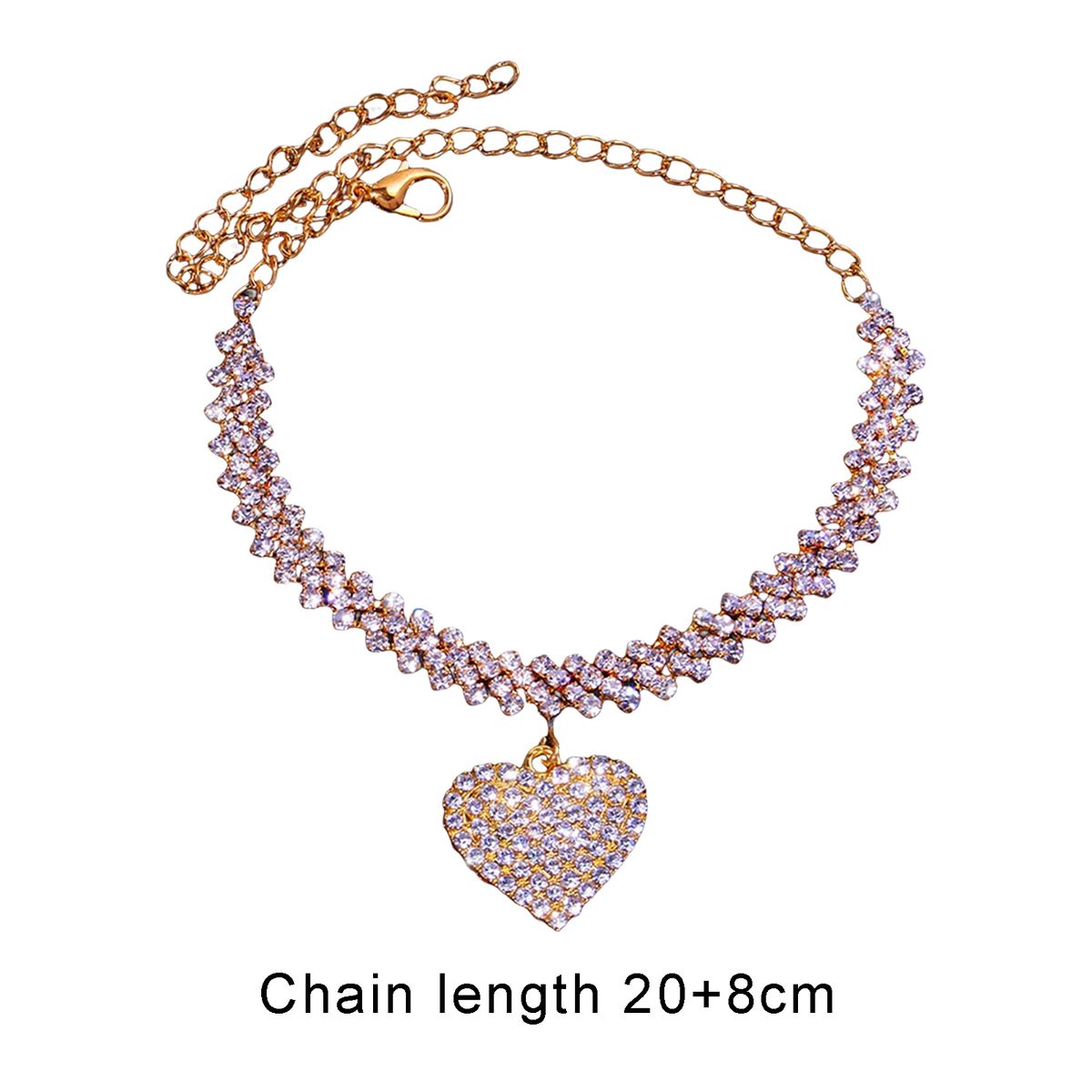 Ankle Chain Heart Pendant Extended Length Leg Bracelet Silver