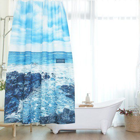 RESTINBATH Fabric Bathroom Shower Curtain Deep Blue Sea