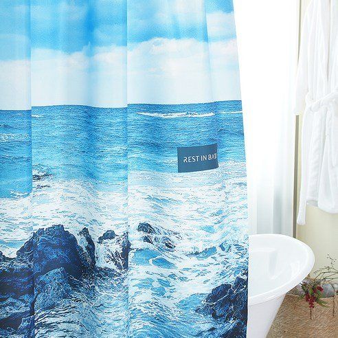 RESTINBATH Fabric Bathroom Shower Curtain Deep Blue Sea