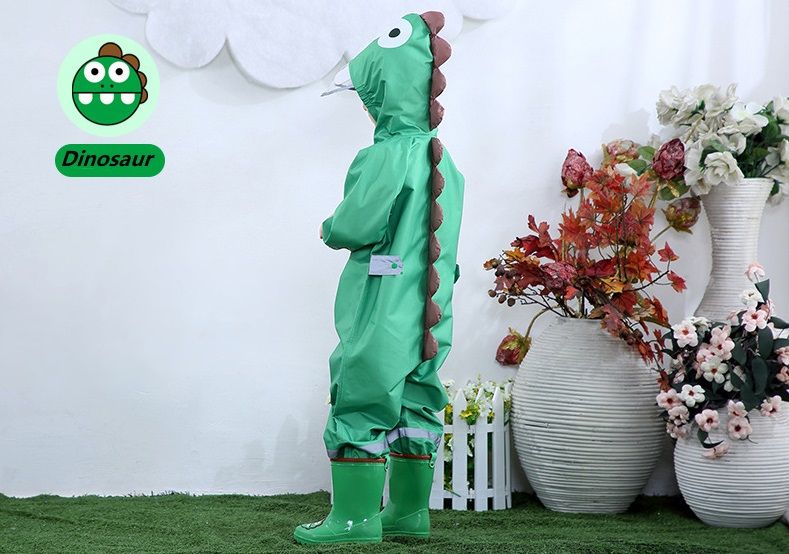 Kids Cartoon Dinosaur Waterproof Jumpsuit Raincoat Children Rainwear