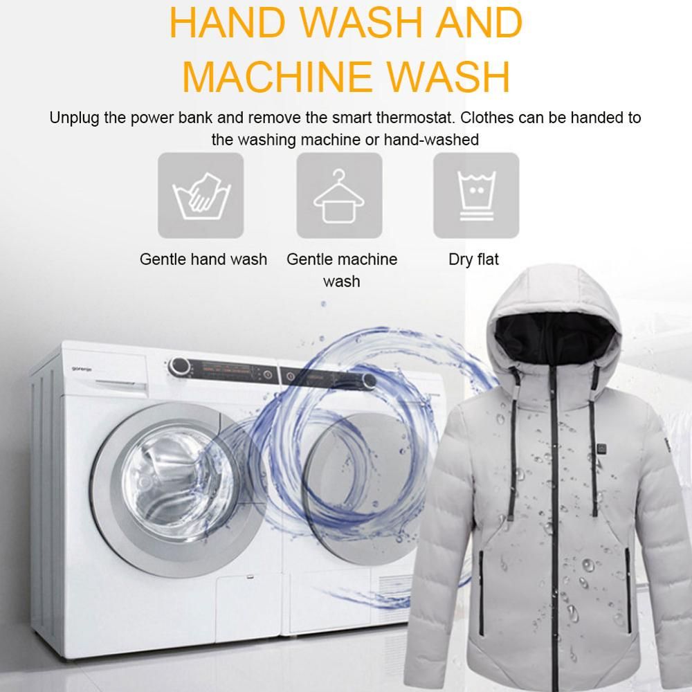 Men Electric Heated Jackets Outdoor Sports Coat USB Long Sleeves Heating Hooded Jackets Warm Winter Thermal Clothing Camping-