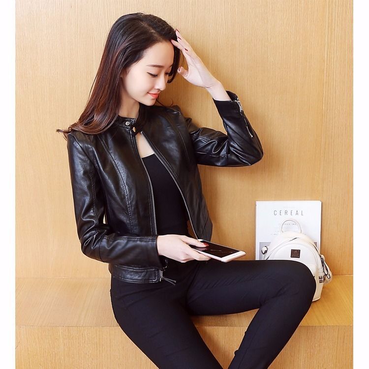 Women Long Sleeve Solid Coat Faux Leather Bomber Jacket Cape Cloak Outwear
