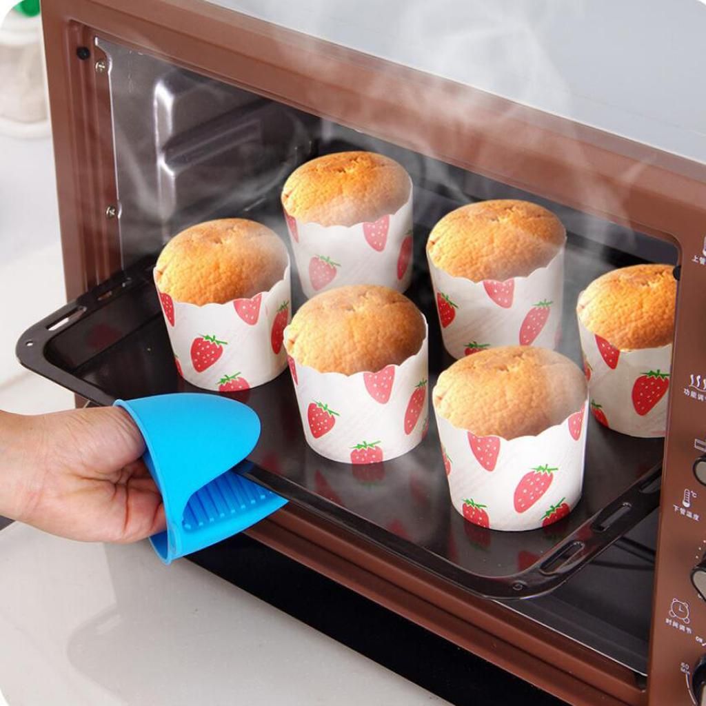 2pcs Baking Pinch Grip Silicone Hot Pot Holder Oven Glove Mini Yellow