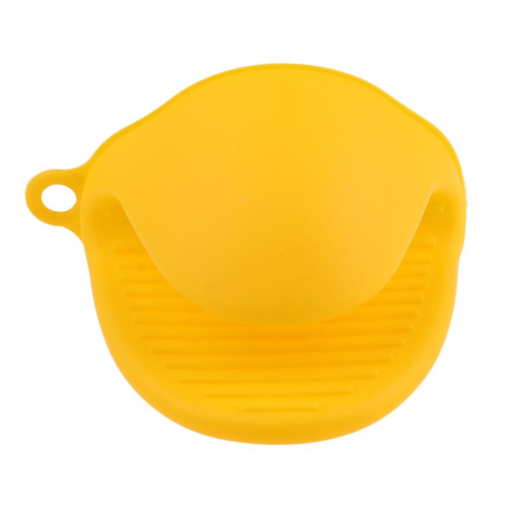 2pcs Baking Pinch Grip Silicone Hot Pot Holder Oven Glove Mini Yellow