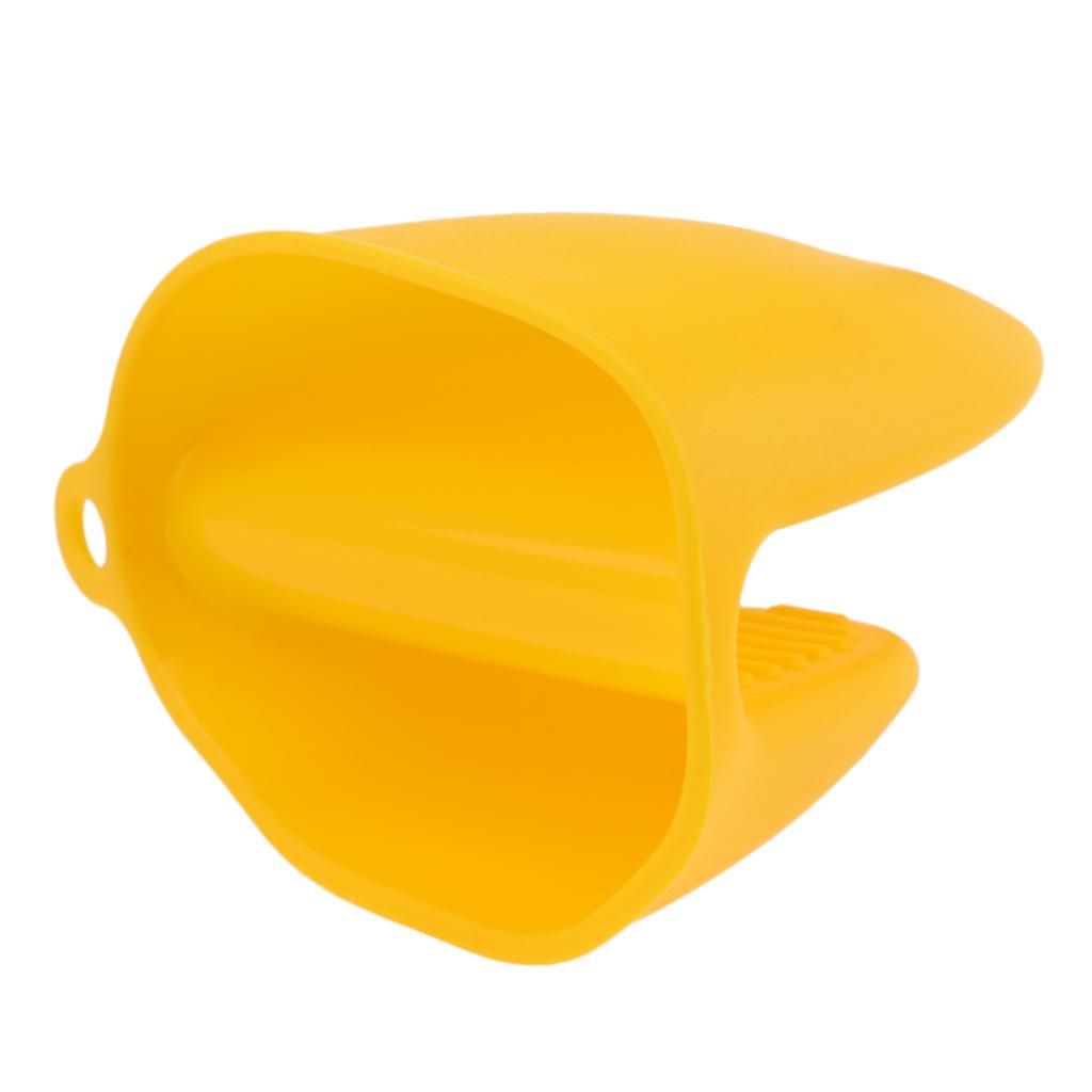 2pcs Baking Pinch Grip Silicone Hot Pot Holder Oven Glove Mini Yellow