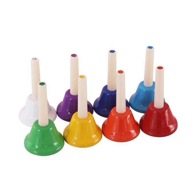Set Of 8pcs Diatonic Handbells Colorful Jingles Music Practice For