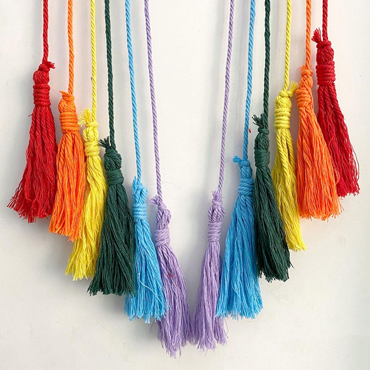 Colorful Wall Hanging for Teenage Girls Bedroom Boho Rainbow Macrame Red