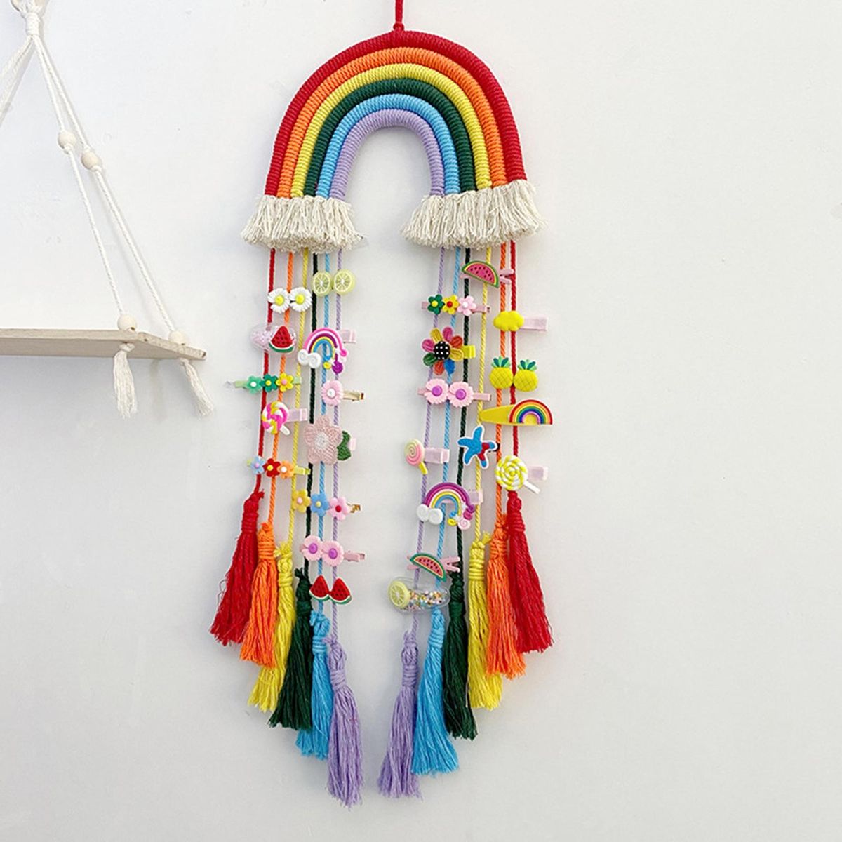 Colorful Wall Hanging for Teenage Girls Bedroom Boho Rainbow Macrame Red