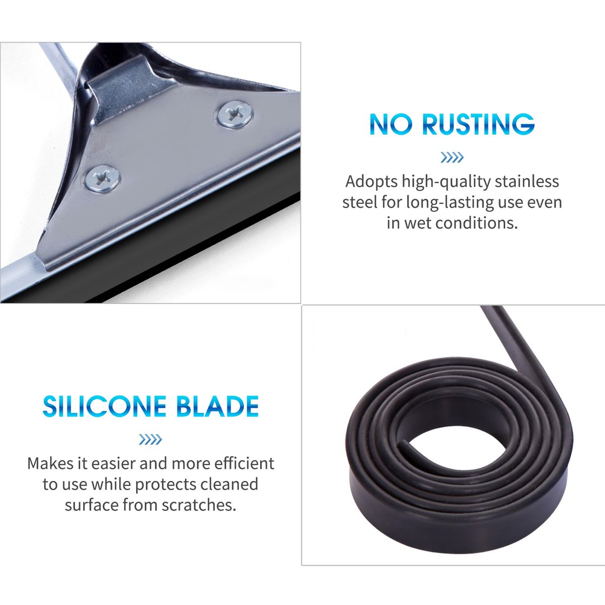 Extendable Stainless Steel Squeegee With Non-Slip 13.8in
