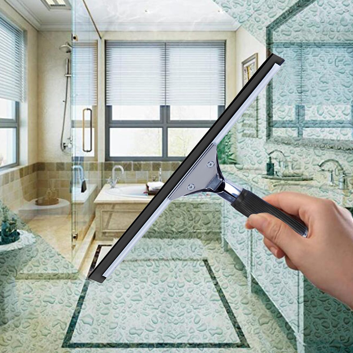 Extendable Stainless Steel Squeegee With Non-Slip 13.8in
