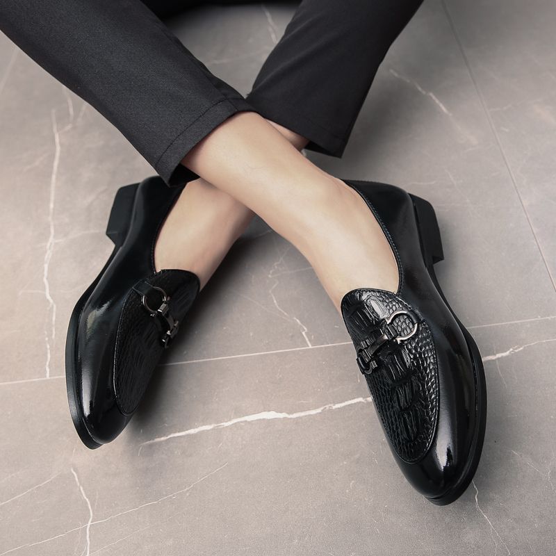Big Size 46 Men Formal Shoes Flat Oxfords Moccasins Black