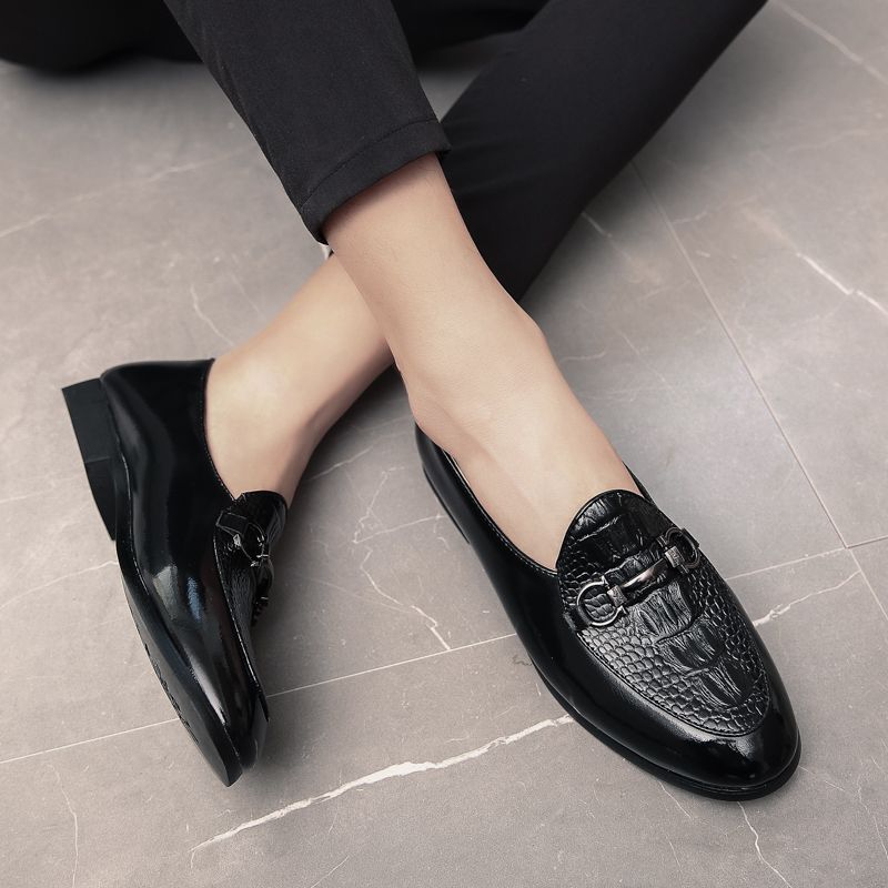 Big Size 46 Men Formal Shoes Flat Oxfords Moccasins Black