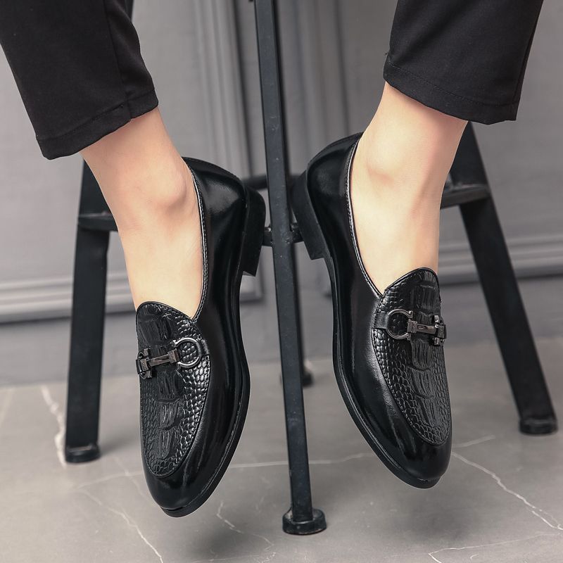 Big Size 46 Men Formal Shoes Flat Oxfords Moccasins Black