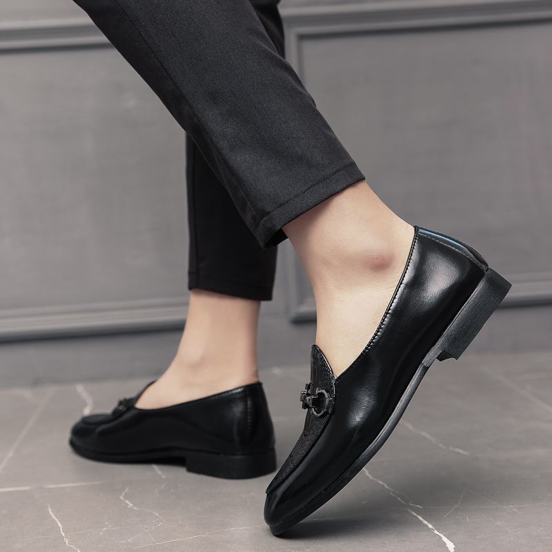 Big Size 46 Men Formal Shoes Flat Oxfords Moccasins Black