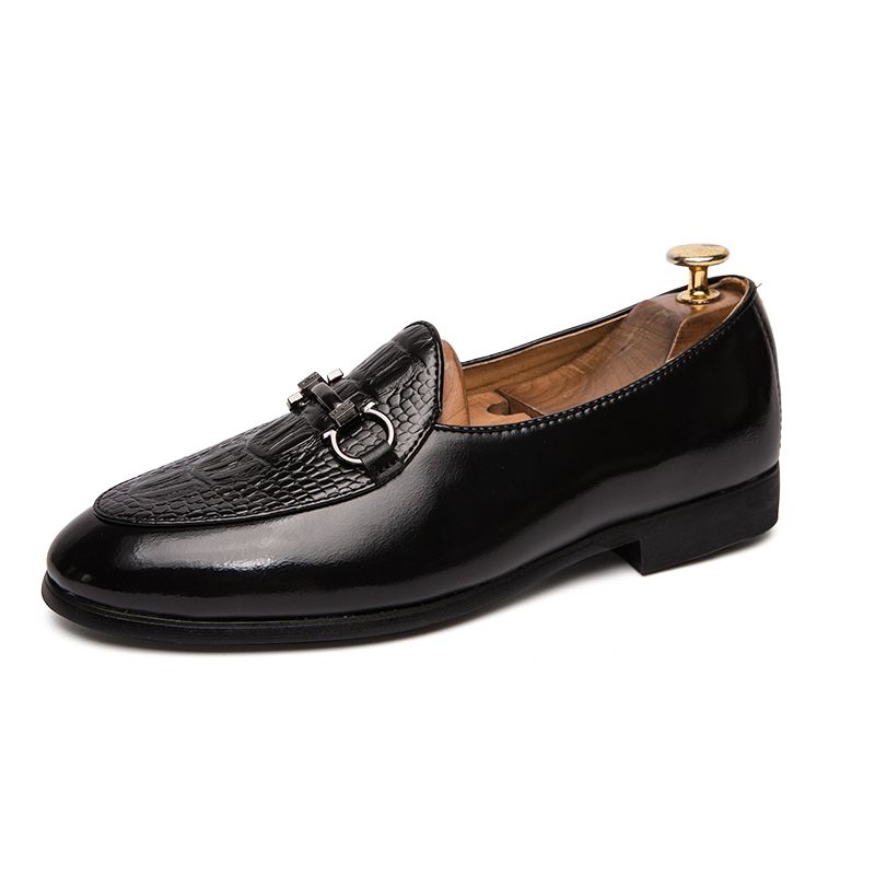 Big Size 46 Men Formal Shoes Flat Oxfords Moccasins Black