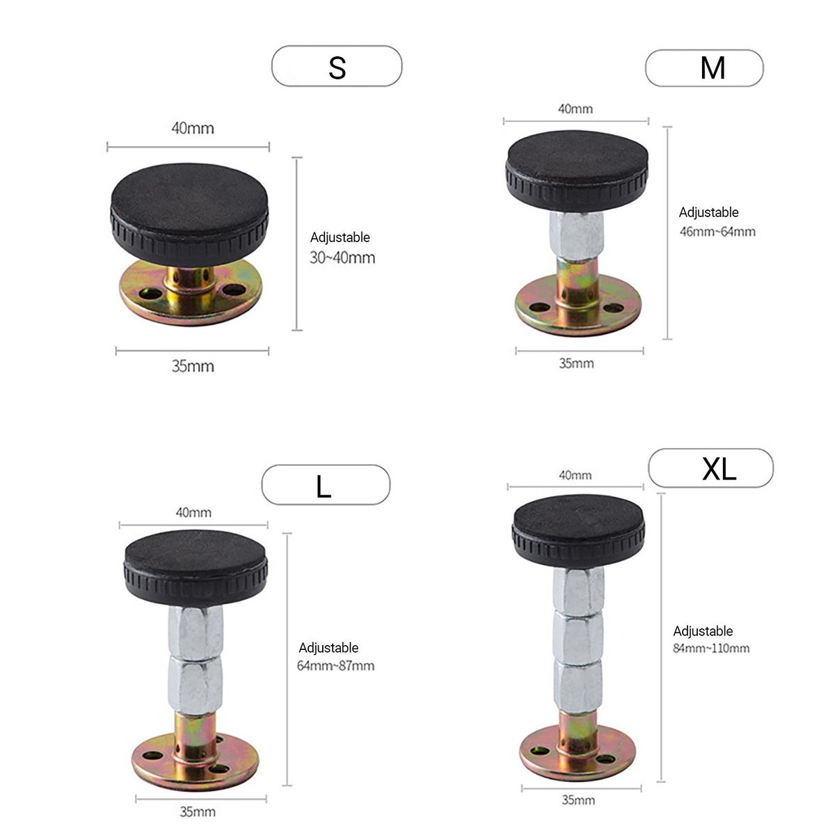 Bed Headboard Stopper Adjustable Threaded-Black