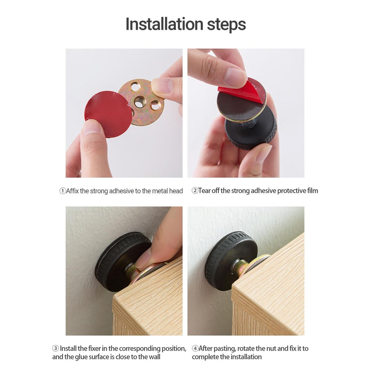 Bed Headboard Stopper Adjustable Threaded-Black