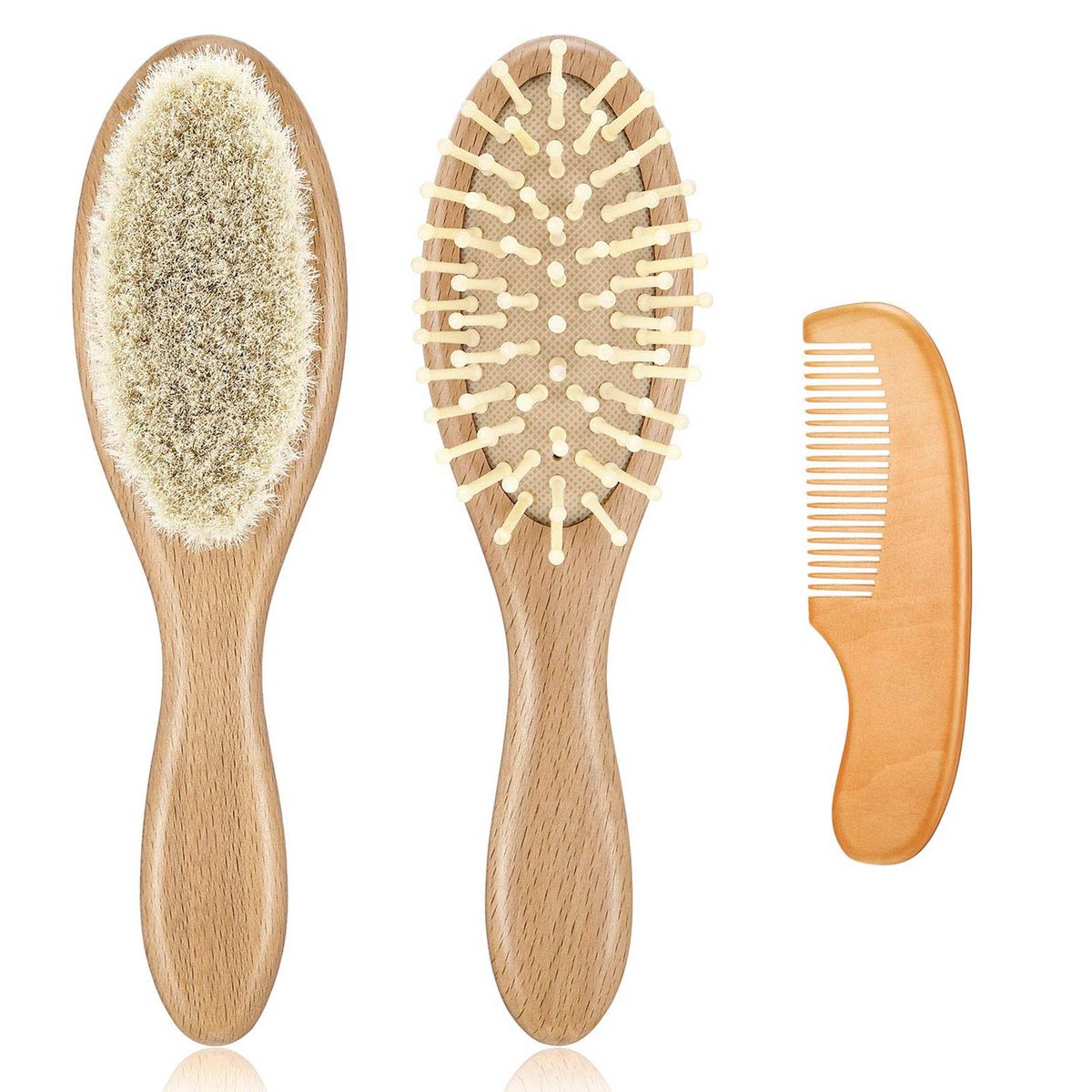 3pcs Hair Brush Comb Set Newborn Hairbrush Kit Infant Comb