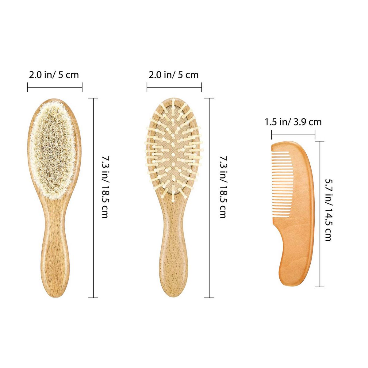 3pcs Hair Brush Comb Set Newborn Hairbrush Kit Infant Comb