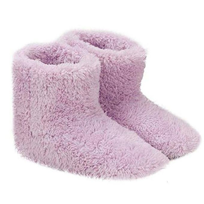 Ele Tri  Heated Shoes  Omfortable Plush Foot Warmer Washable Heating Shoes-pink