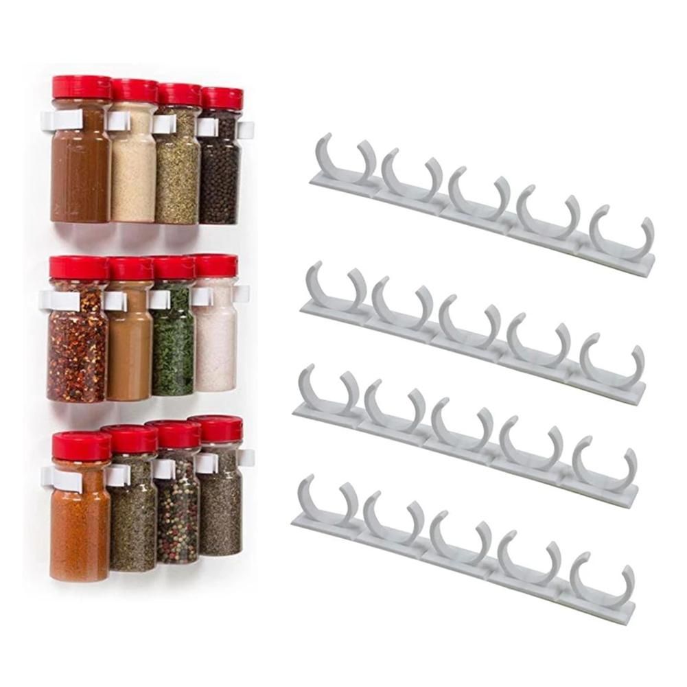 4 Pcs Kitchen Spice Jar Rack Wall-Mounted Adhesive