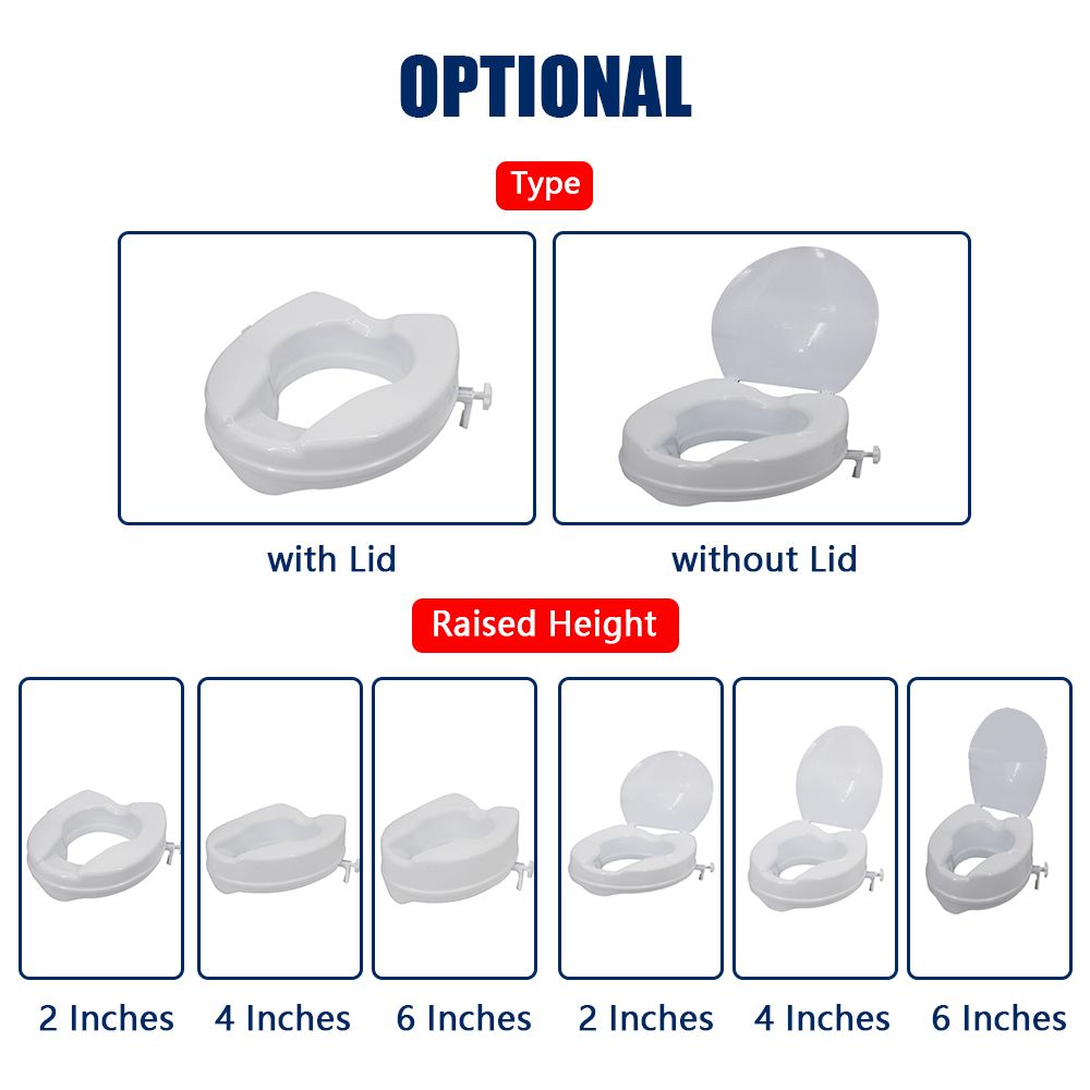 Raised Toilet Seat With Lid 300 Lbs Heavy Duty Elevated