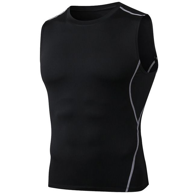 Men's Sports Tank Tops,Running Gym Yoga Sports Tight Sports Vest（Black）