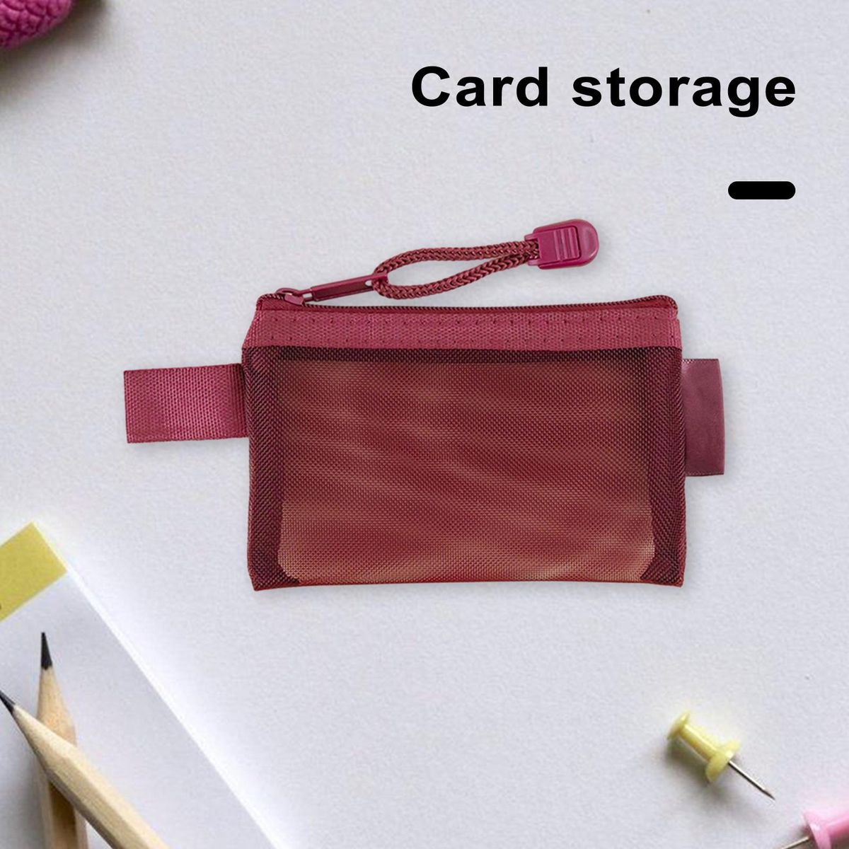 Small Purse Compact Mesh Wallet Stylish Visual Design for Home Red