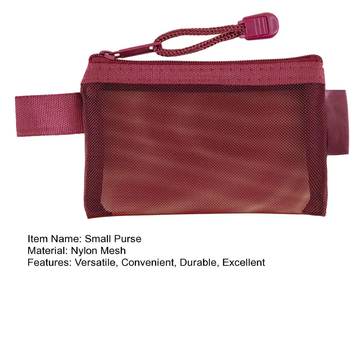 Small Purse Compact Mesh Wallet Stylish Visual Design for Home Red